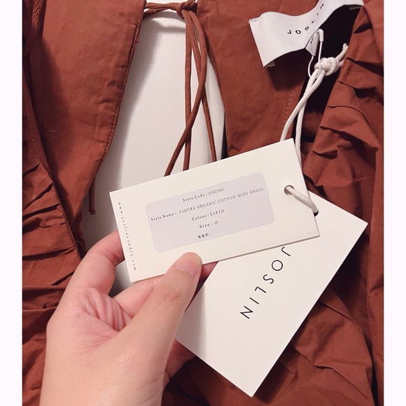 NWT Joslin Sakura Midi Earth Brown Dress in Organic Cotton - Picture 6 of 16